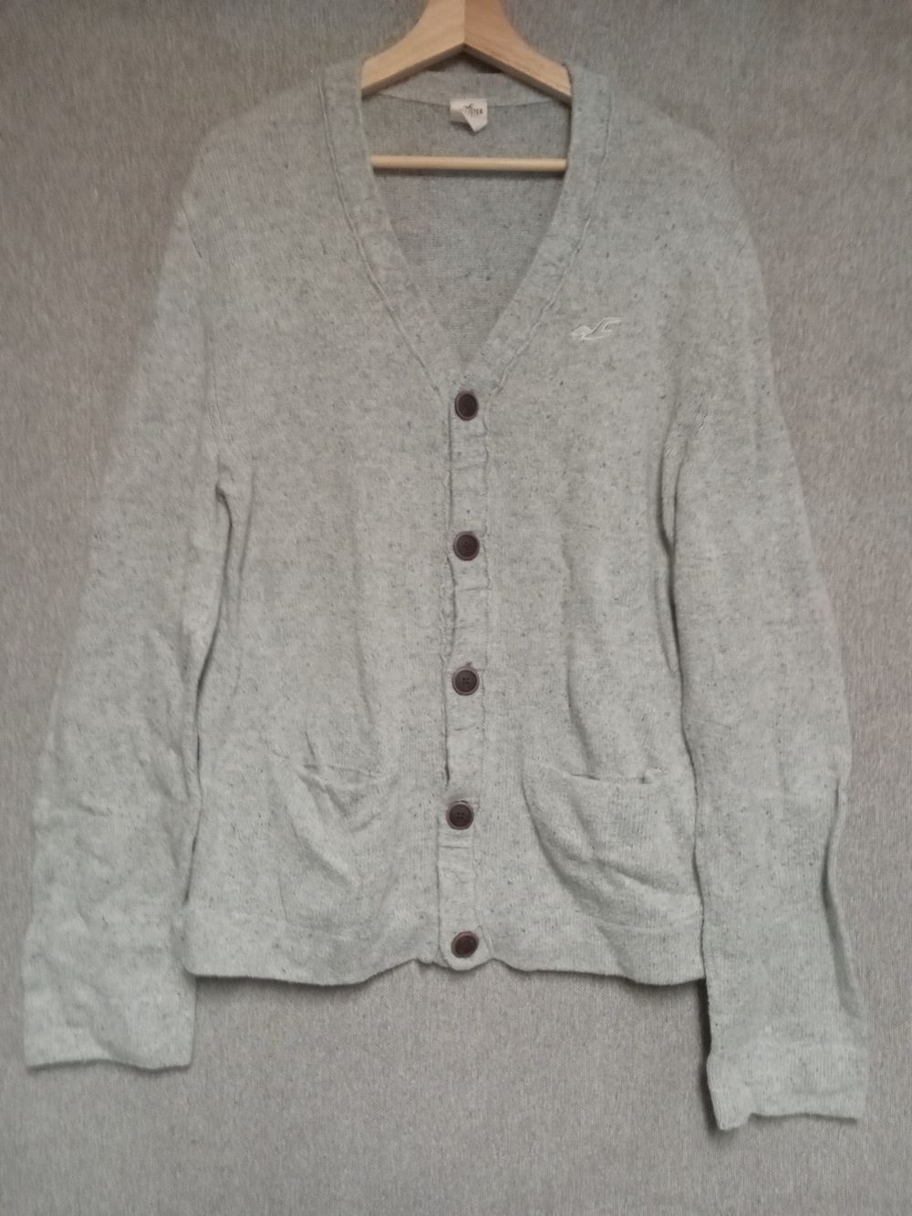 Hollister Light Gray Button-Up Cardigan